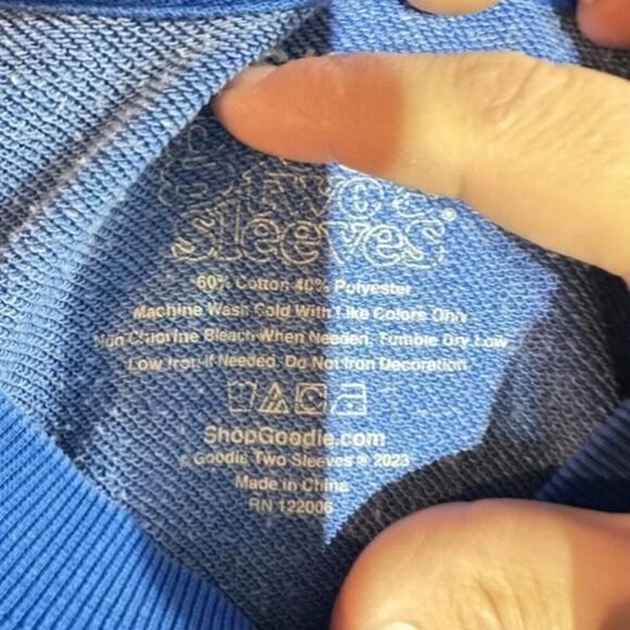 Goodie Two Sleeves Royal Blue Oversized Lake Tahoe Raw Seam Sweatshirt Medium - Picture 8 of 10